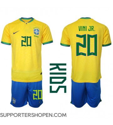 Brasilien Vinicius Junior #20 Hemmatröja Barn VM 2022 Kortärmad (+ korta byxor)